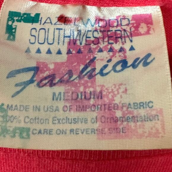 Vintage Southwestern Western Aztec Studded Single Stitch Tee T-Shirt Hazelwood M - Picture 9 of 13